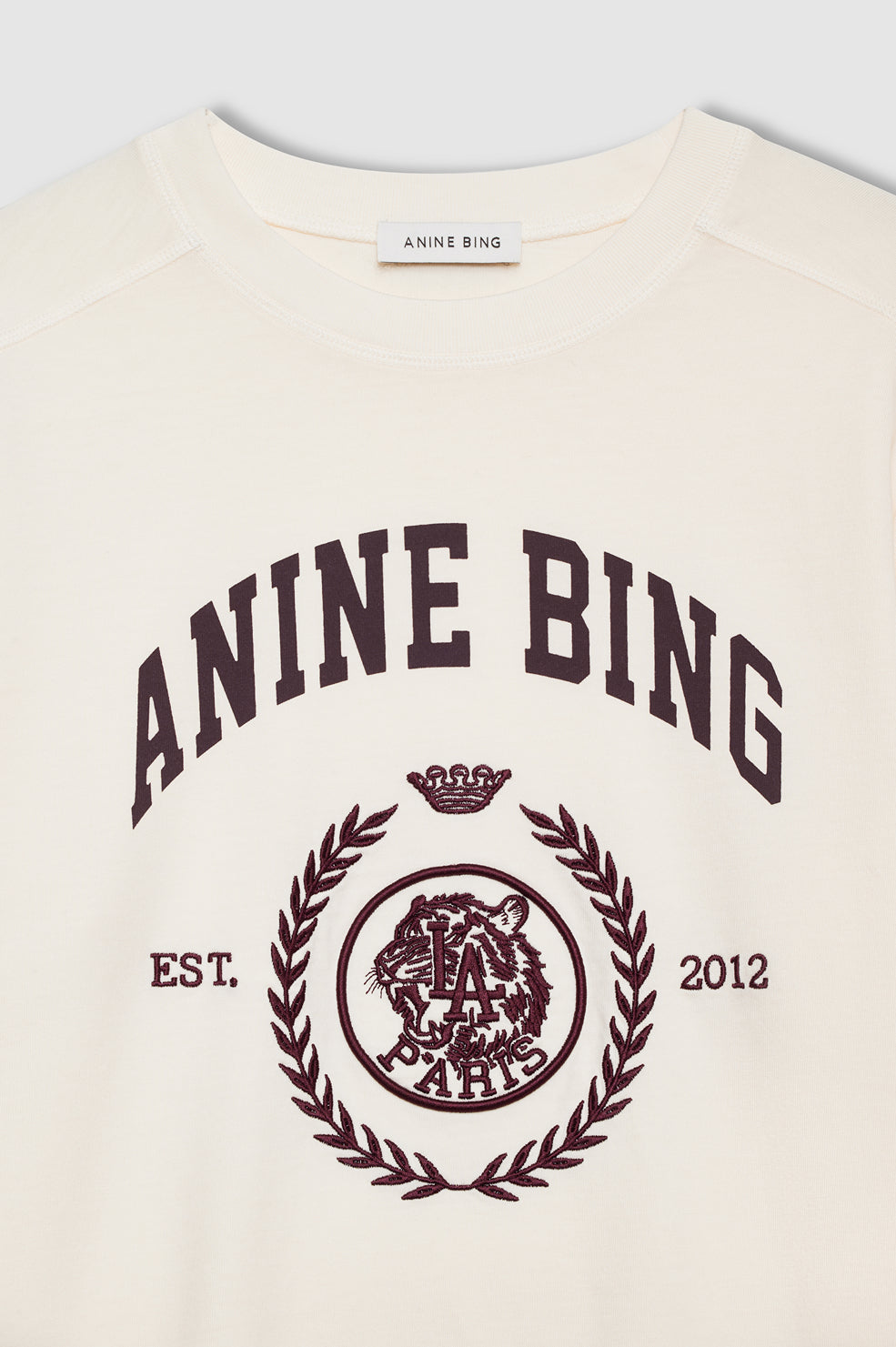 ANINE BING Jaylin Tee Collegiate - Cream - detail view