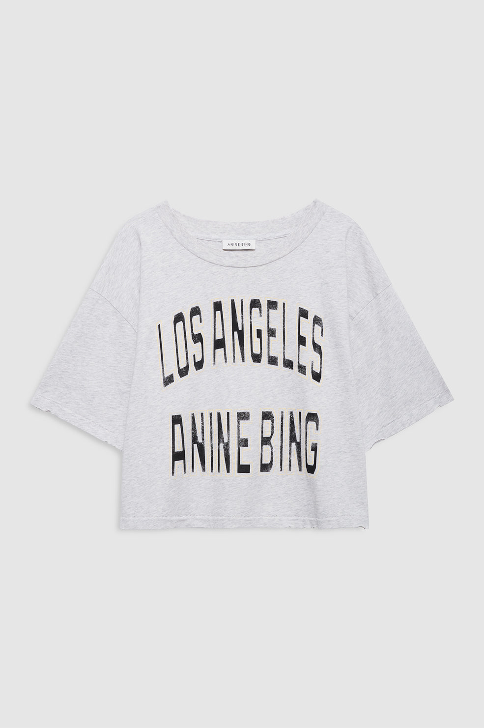 ANINE BING Johnny Cropped Tee - Grey Melange  - front view