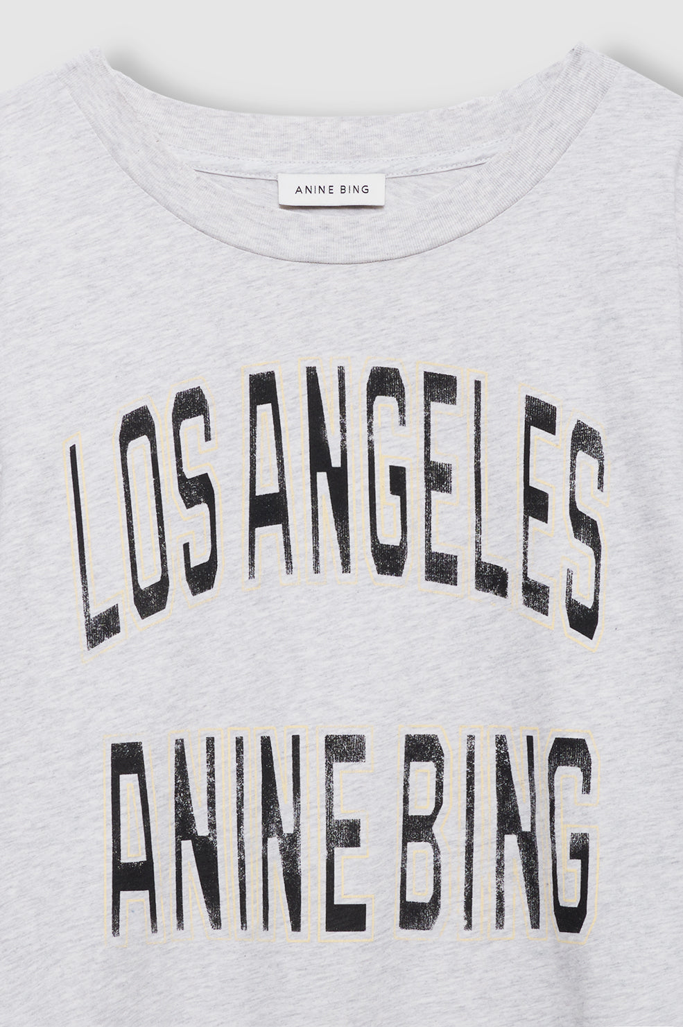 ANINE BING Johnny Cropped Tee - Grey Melange  - detail view