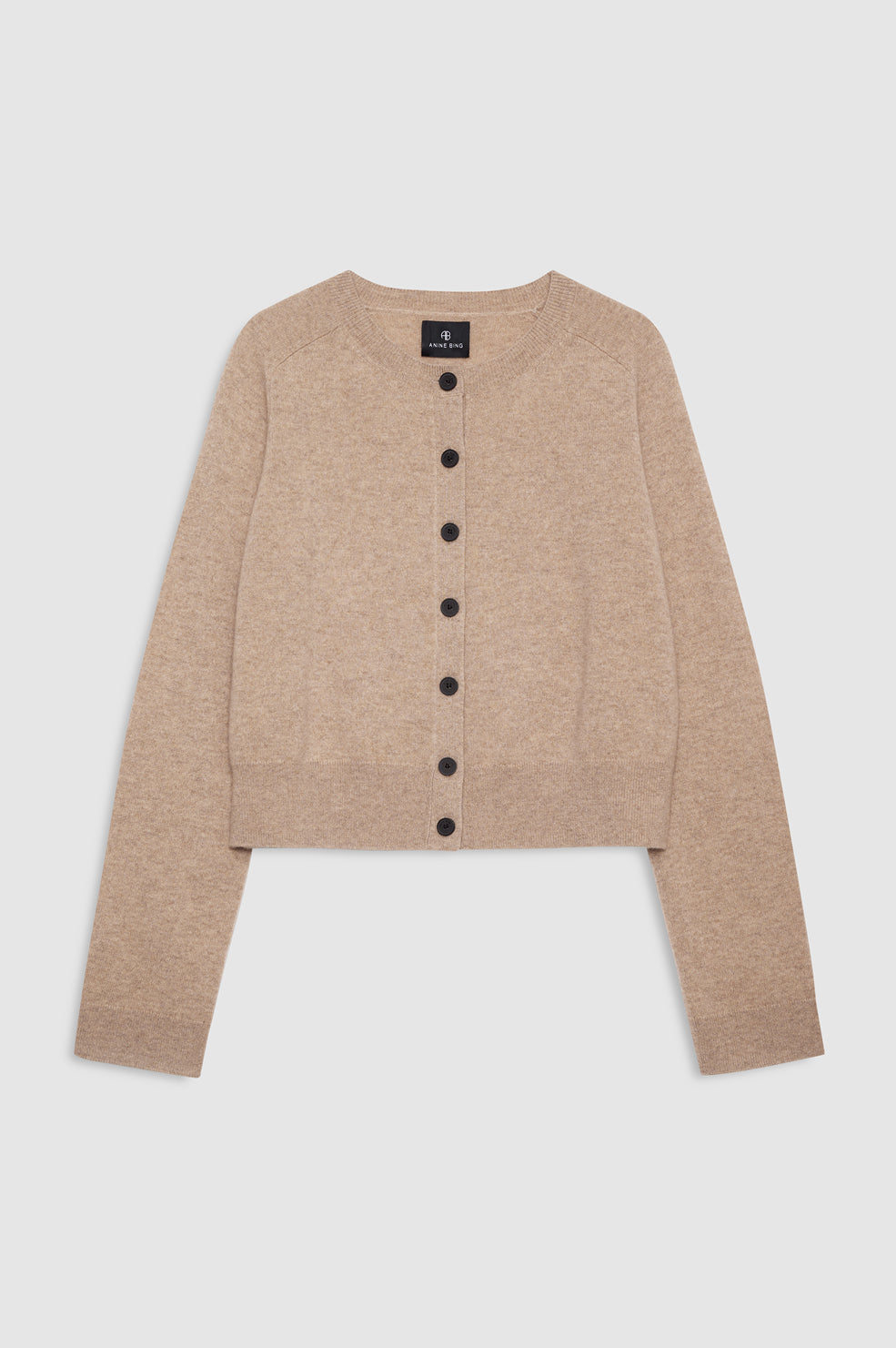 ANINE BING Joye Cardigan - Stone Melange - front view