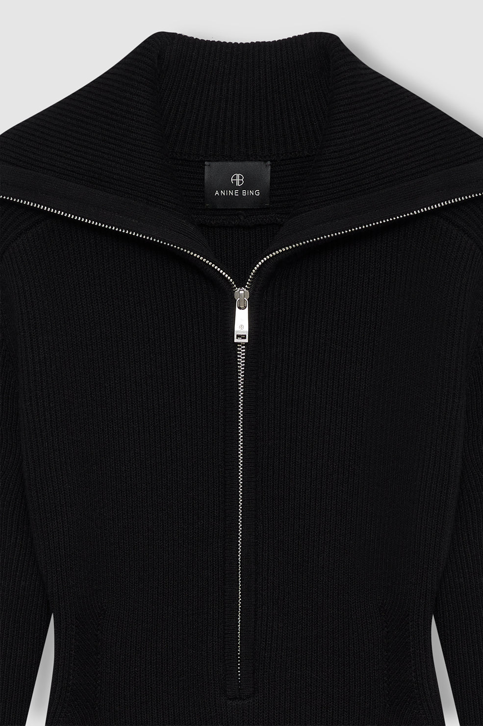 ANINE BING June Trucker Collar Dress - Black - detail view
