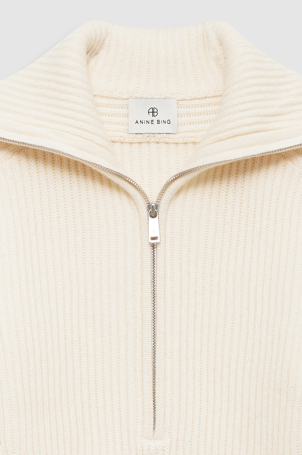 ANINE BING June Trucker Collar Sweater - Ecru - detail view