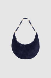 ANINE BING Kate Hobo Bag - Navy Suede - front view