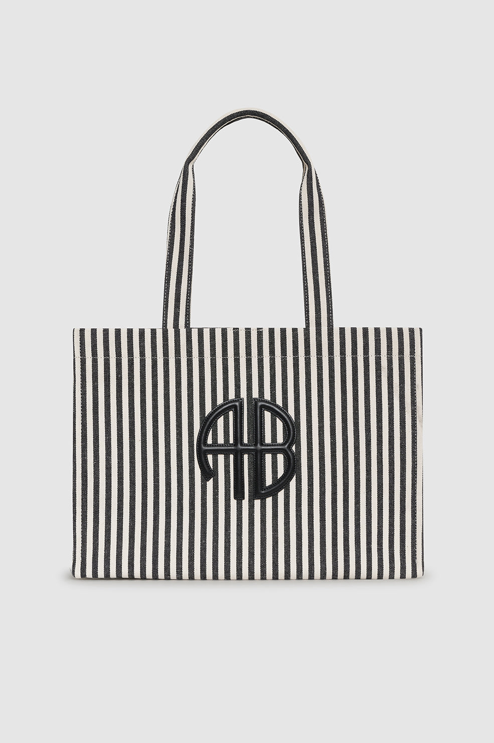Lara Tote - White And Black Stripe