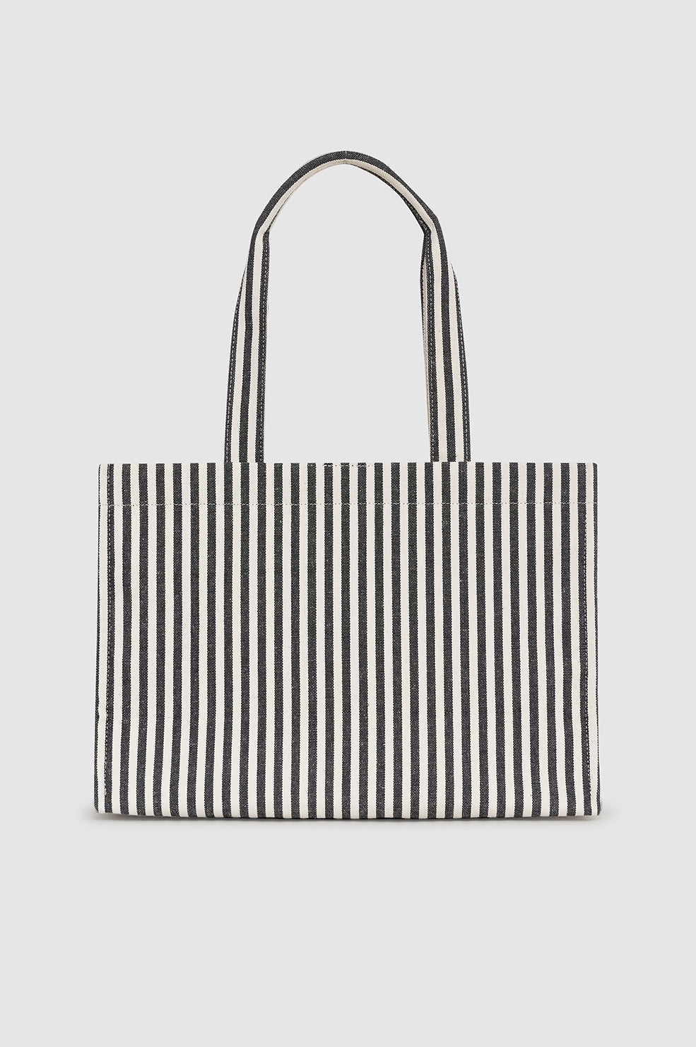 ANINE BING Lara Tote - White And Black Stripe - back view