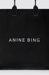 ANINE BING Leonie Coated Canvas Tote - Black - detail view