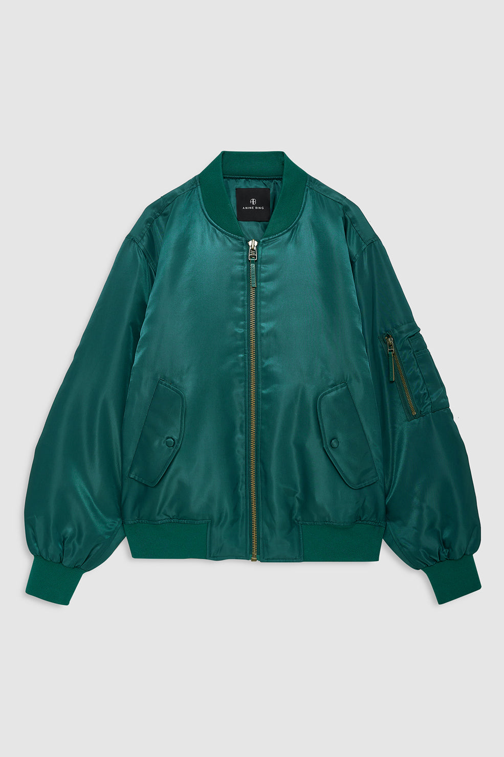 ANINE BING Leon Bomber - Deep Emerald - front view