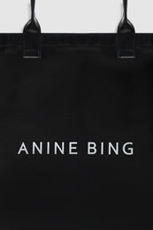 ANINE BING Leo Coated Canvas Tote - Black - detail view