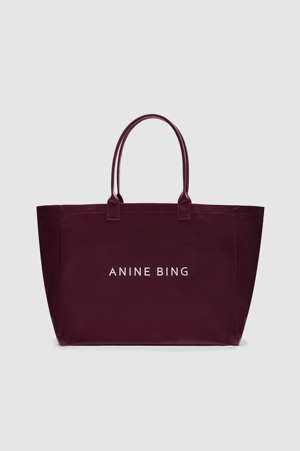ANINE BING Leo Coated Canvas Tote - Fig - front view