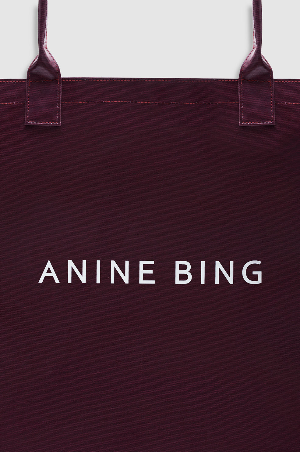 ANINE BING Leo Coated Canvas Tote - Fig - detail view