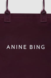 ANINE BING Leo Coated Canvas Tote - Fig - detail view