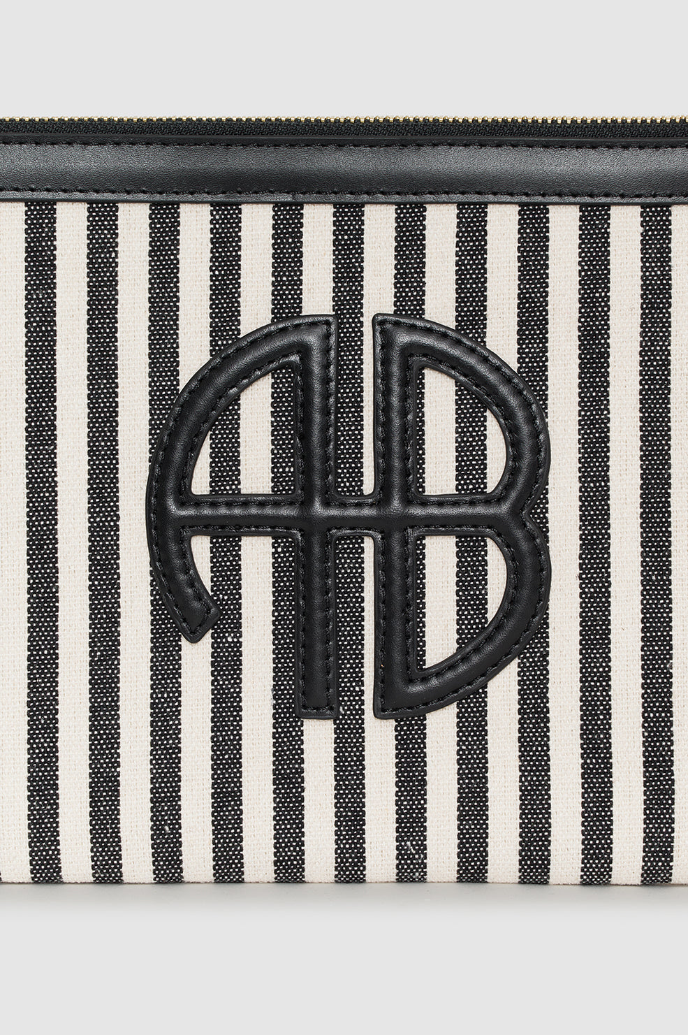 ANINE BING Lili Pouch - White And Black Stripe - detail view