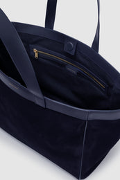 ANINE BING Medium Rio Tote - Navy Suede - side view