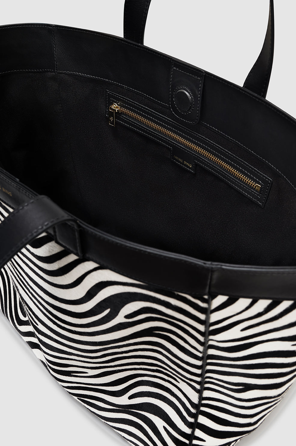 ANINE BING Medium Rio Tote - Zebra - inside view