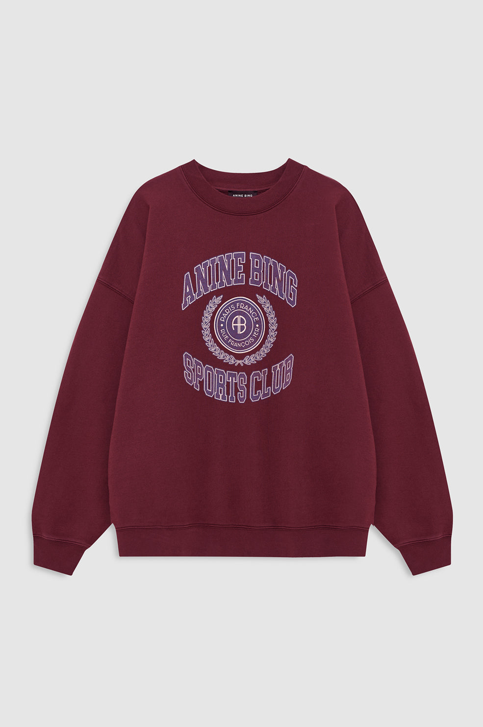ANINE BING Miles Sweatshirt Collegiate - Burgundy - front view