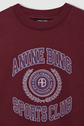 ANINE BING Miles Sweatshirt Collegiate - Burgundy - back view