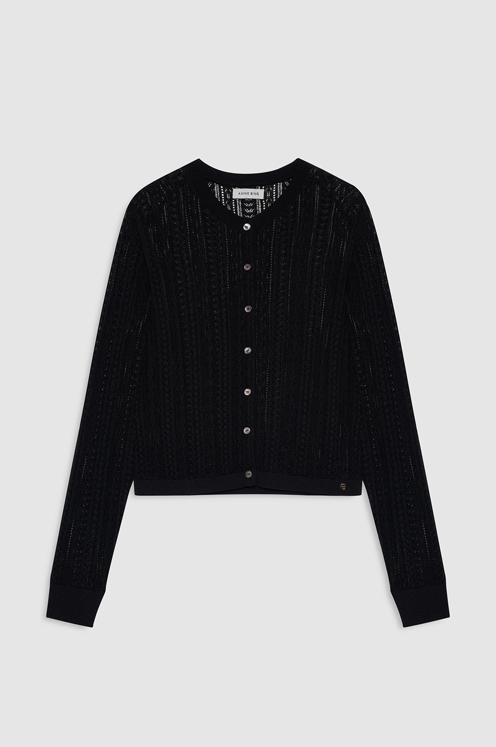 ANINE BING Moni Crop Cardigan - Black -front view