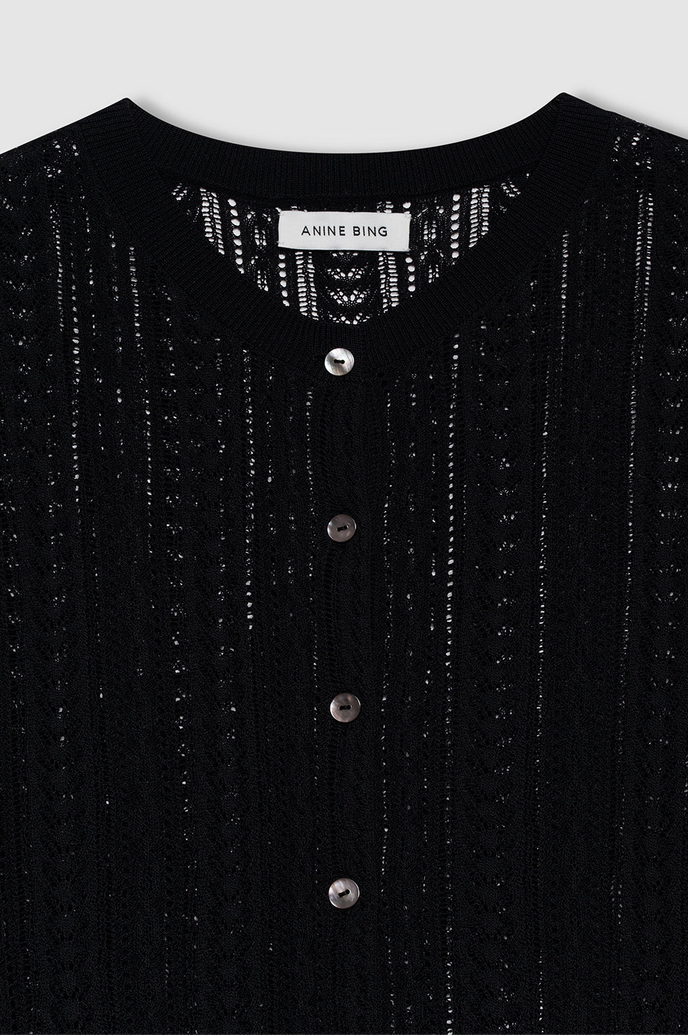 ANINE BING Moni Crop Cardigan - Black - detail view