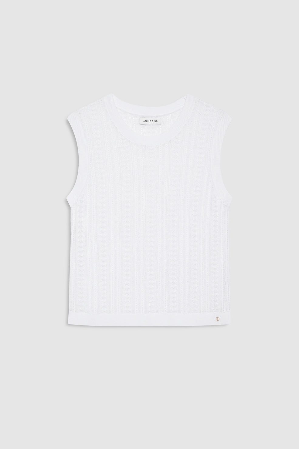 ANINE BING Moni Crop Tank - White - front view