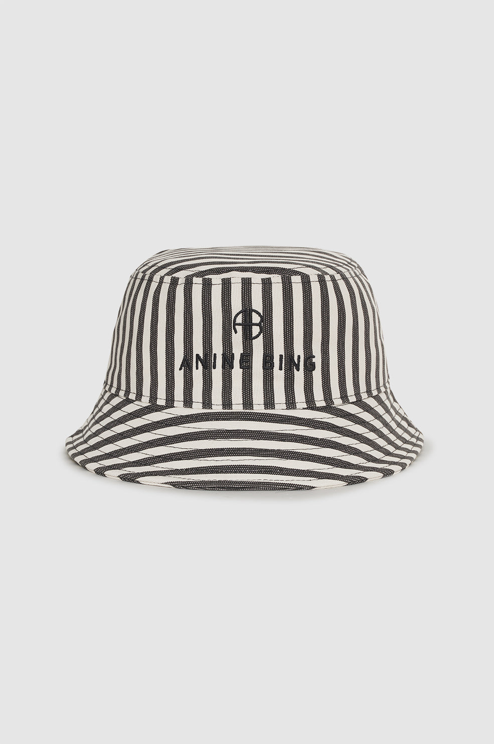 ANINE BING Nicks Bucket Hat - White And Black Stripe - front view
