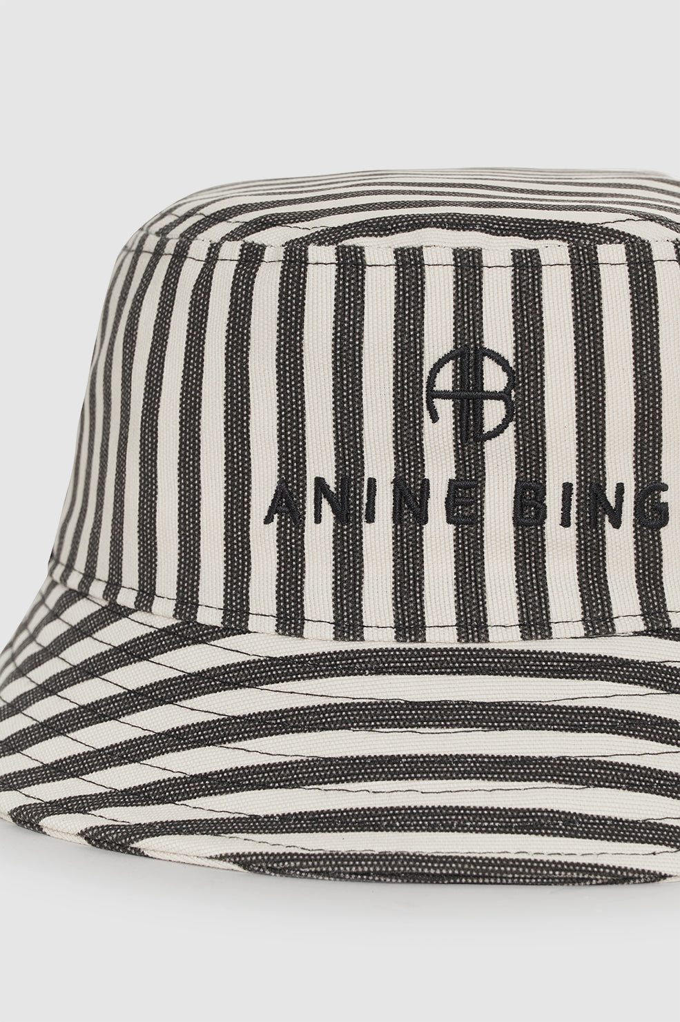 ANINE BING Nicks Bucket Hat - White And Black Stripe- detail view