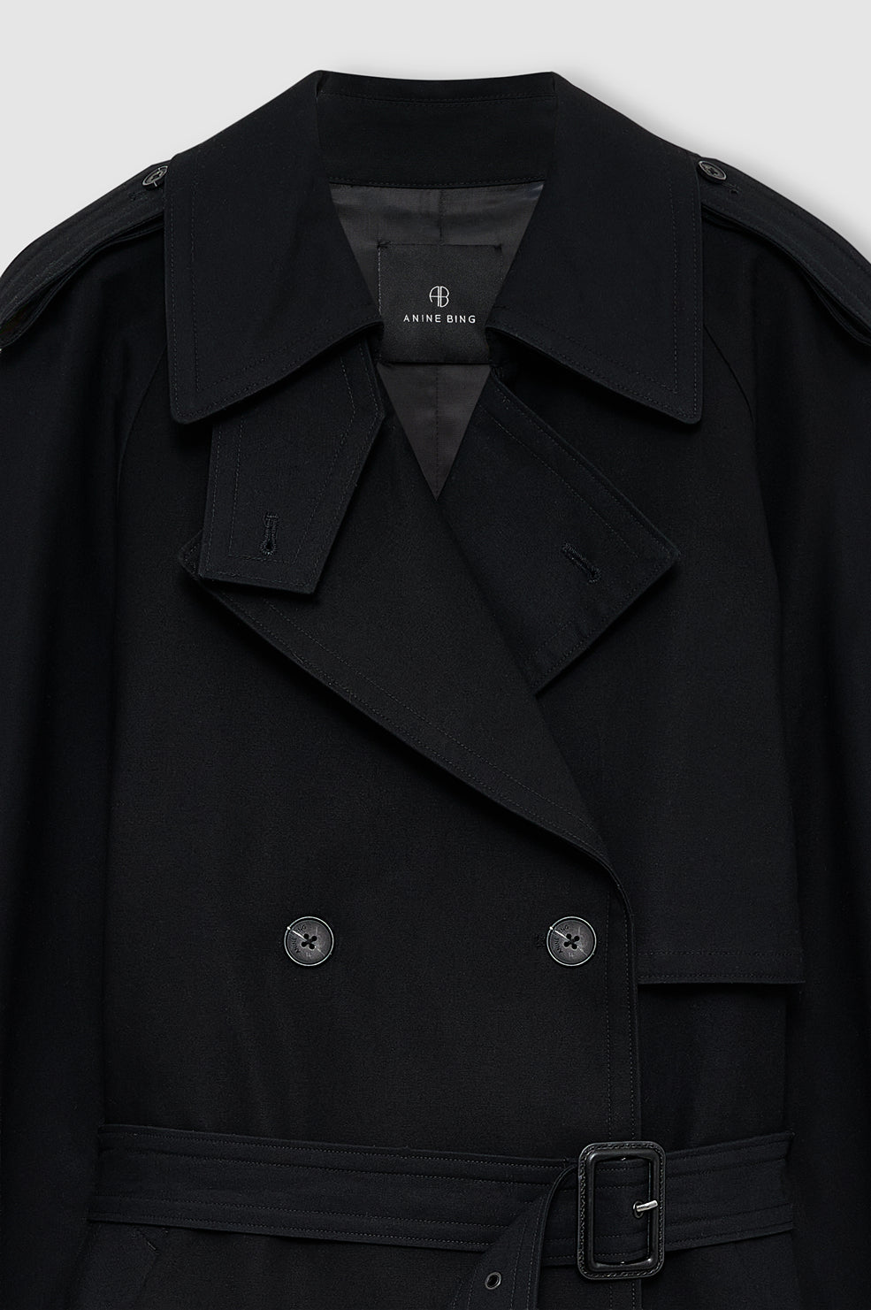 ANINE BING Pascale Maxi Trench - Black - detail view