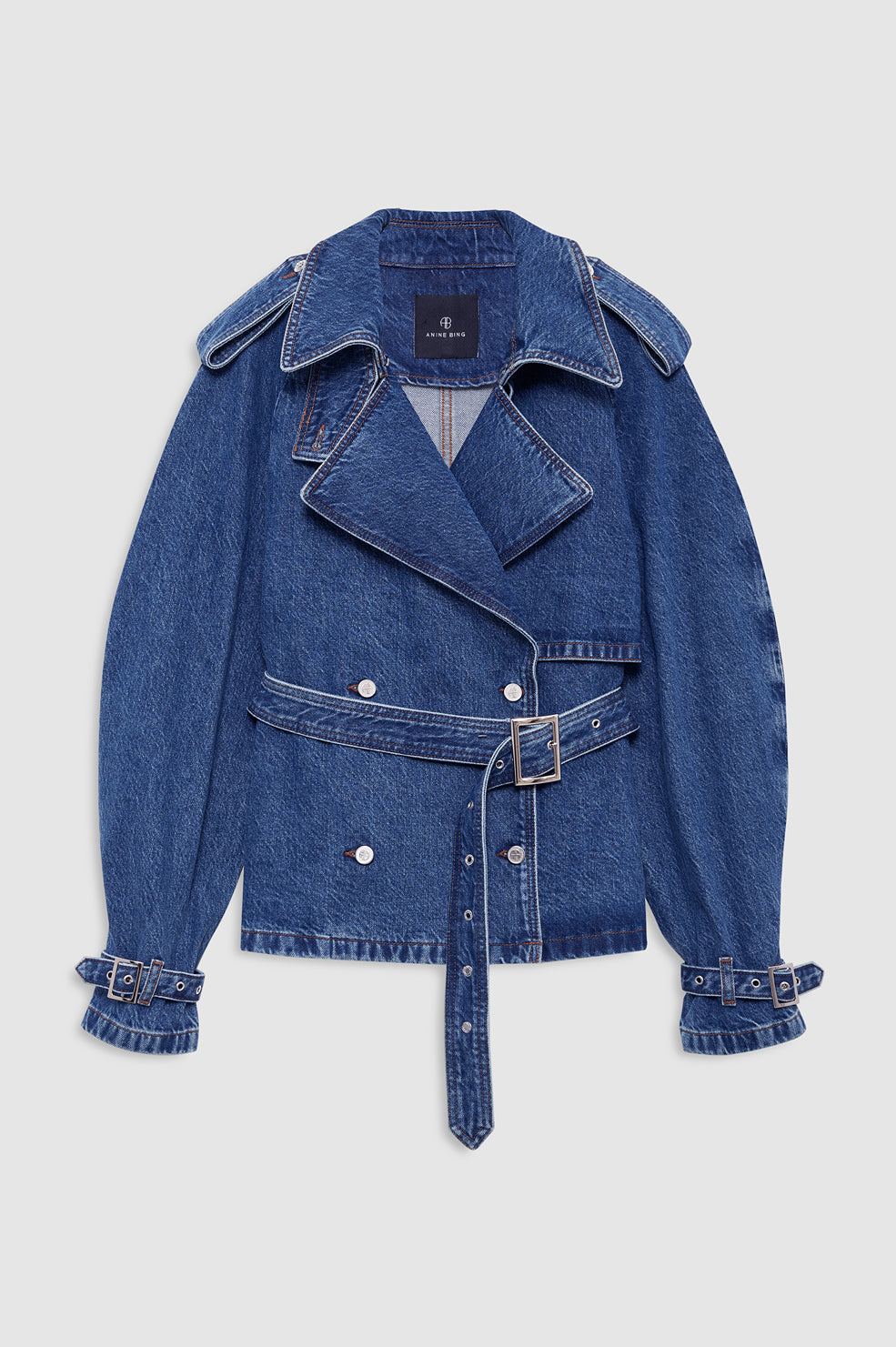 ANINE BING Pascale Trench - Clean Indigo - front view