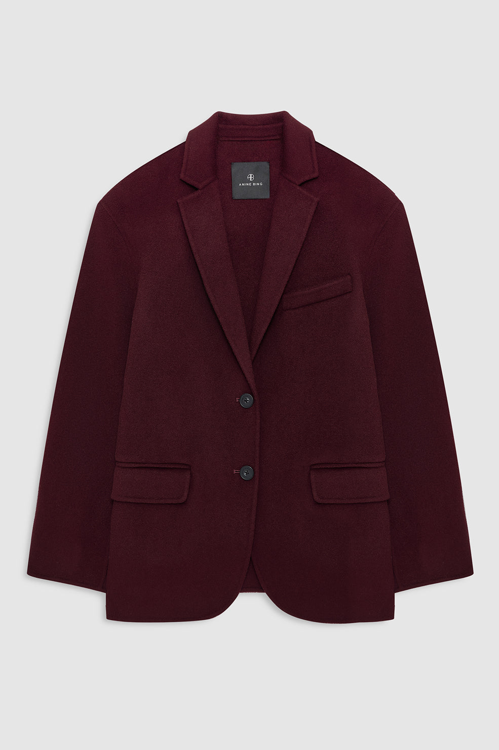 featured-img/ANINE BING Quinn Blazer - Burgundy Cashmere Blend - front view