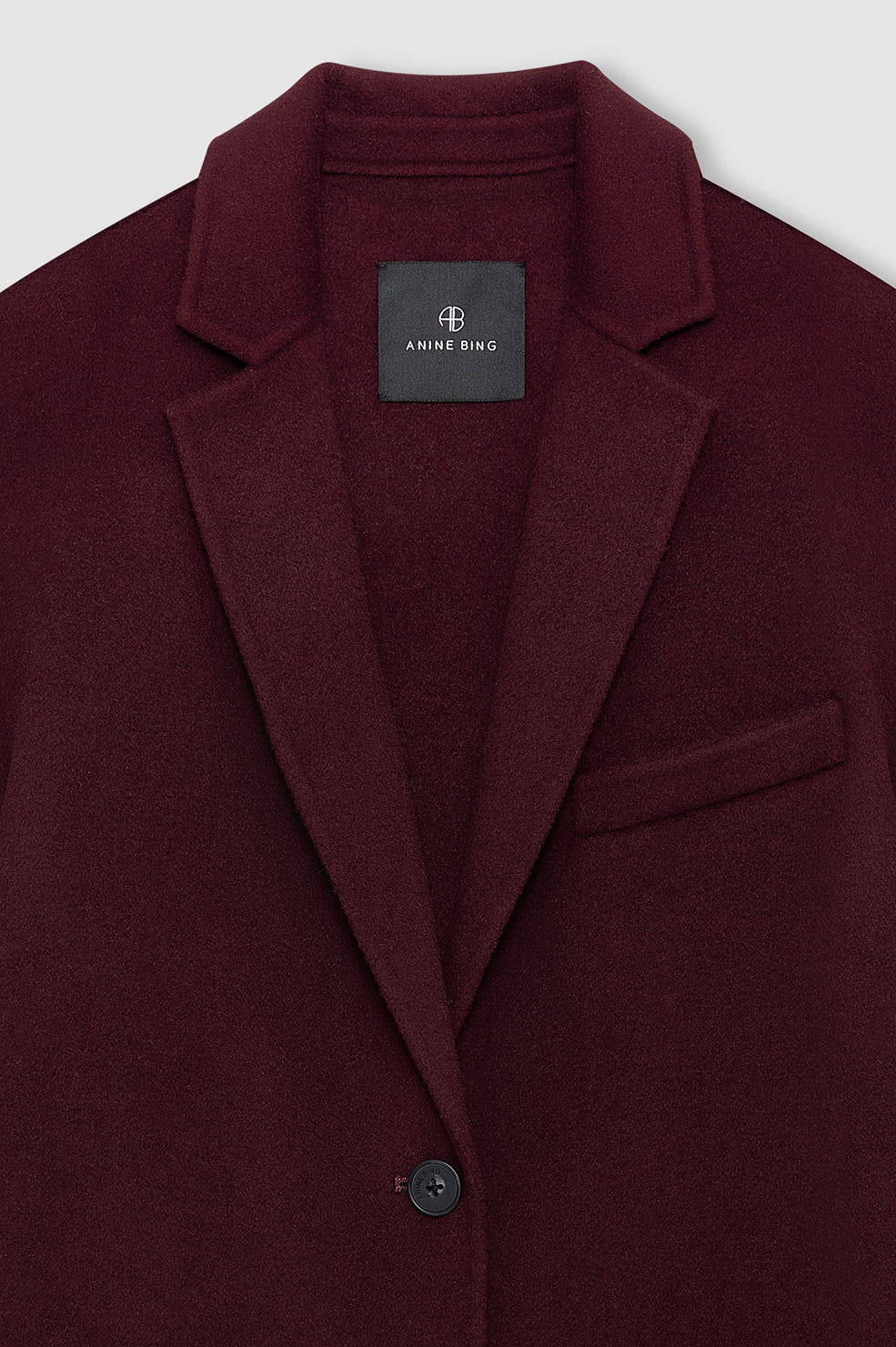 ANINE BING Quinn Blazer - Burgundy Cashmere Blend - back view