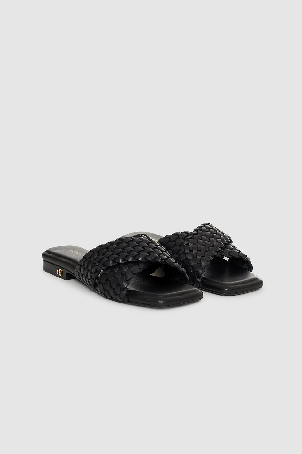 ANINE BING Ria Slides Braided - Black - pair front view