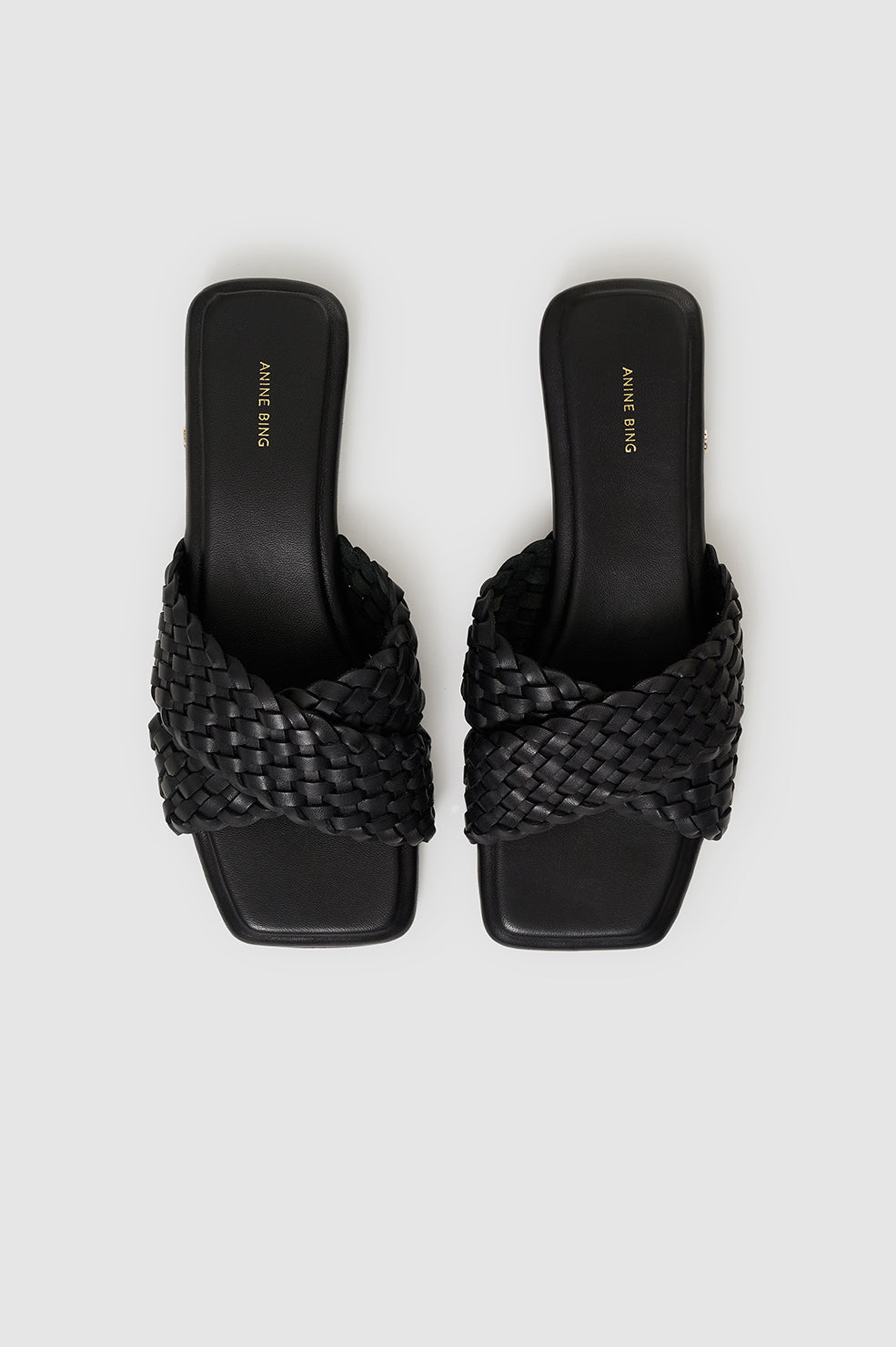 ANINE BING Ria Slides Braided - Black - top view