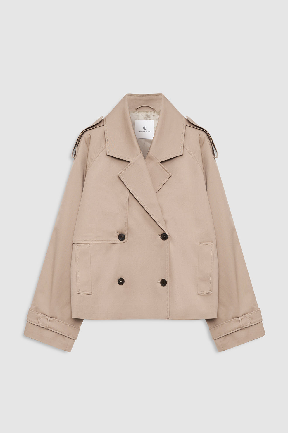 ANINE BING Rickie Cropped Trench - Beige - front view