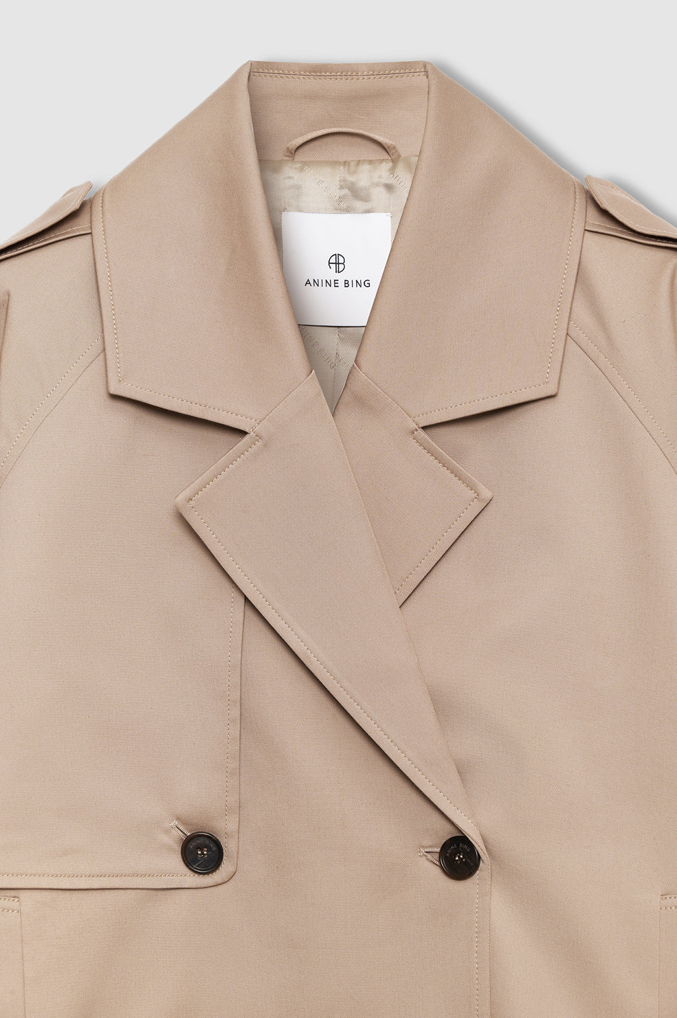 ANINE BING Rickie Cropped Trench - Beige - detail view