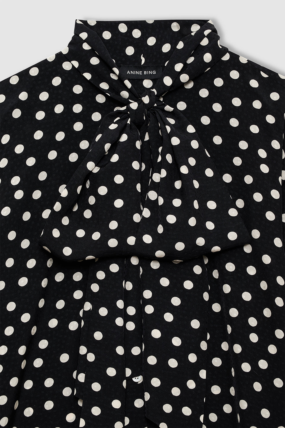 ANINE BING Ruby Shirt - Black And White Double Dot Jacquard - Detail View