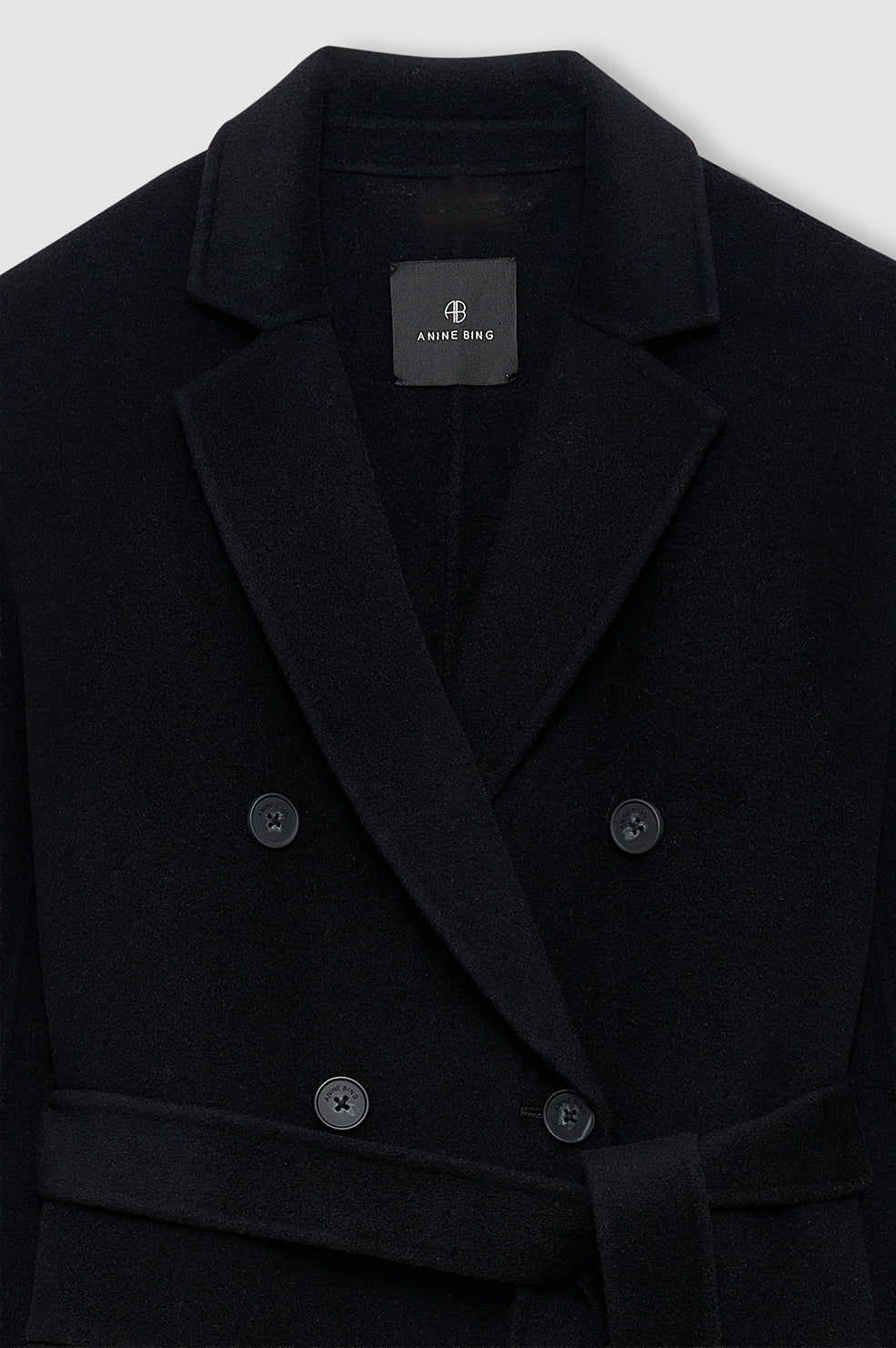 ANINE BING Sana Coat - Black Cashmere Blend - detail view
