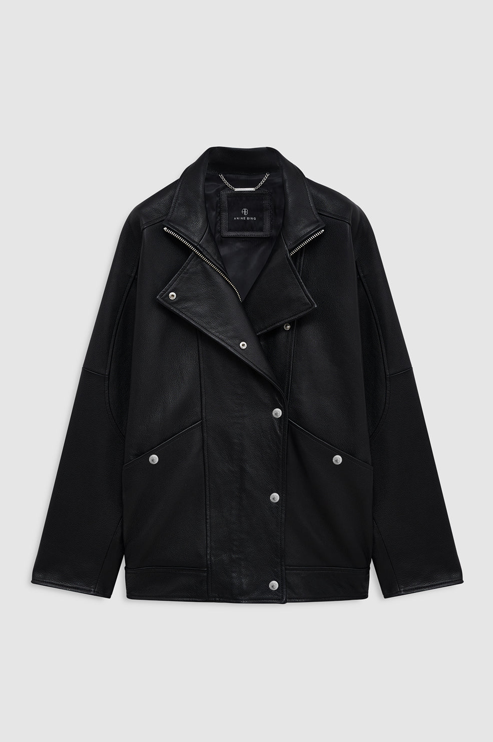 ANINE BING Sandy Jacket - Black Leather front view