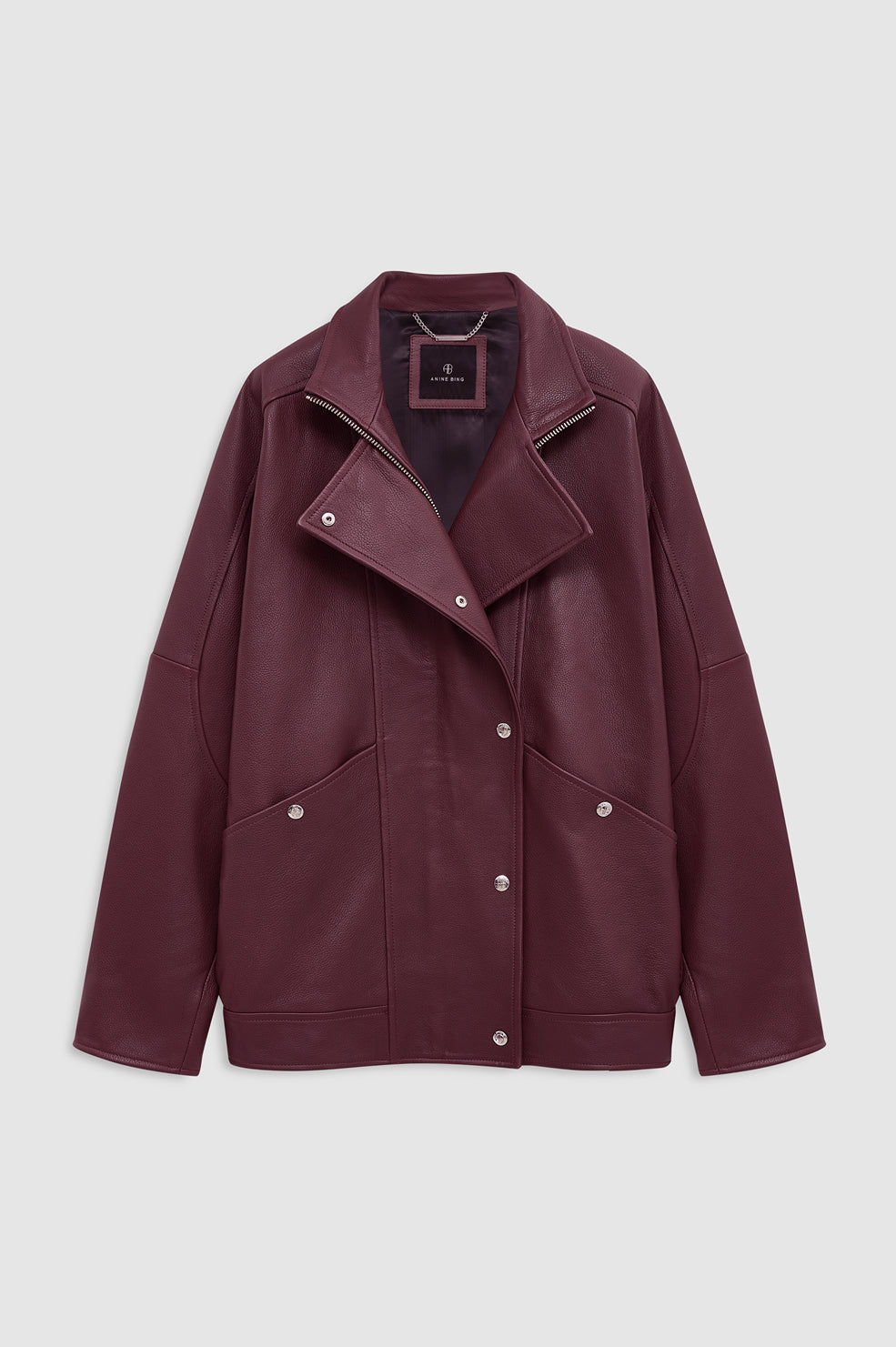ANINE BING Sandy Jacket - Burgundy Leather - front view