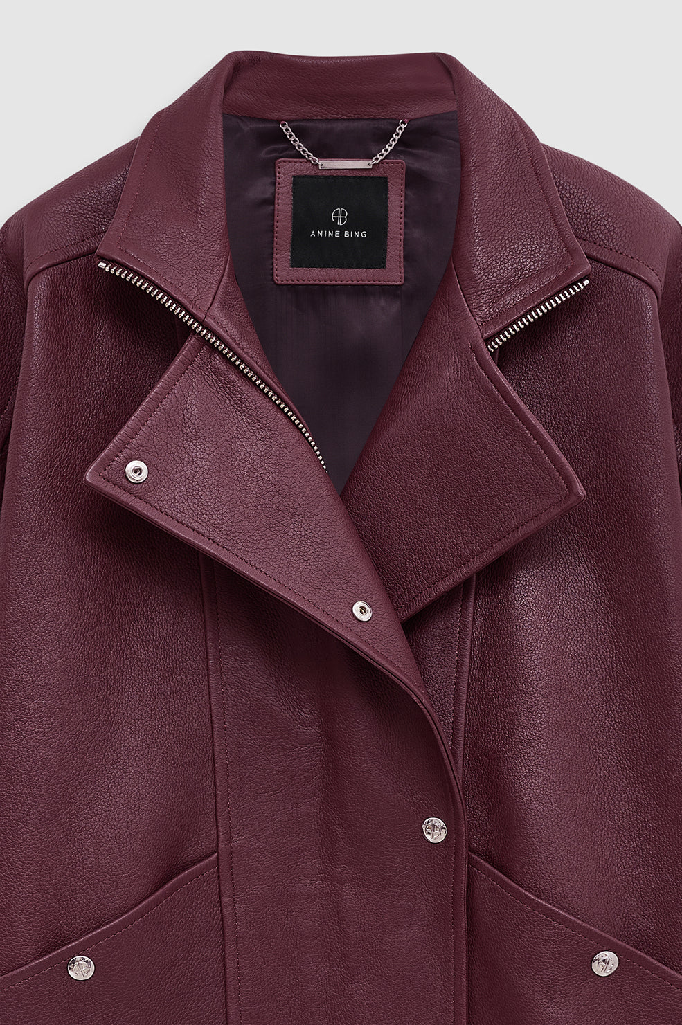 ANINE BING Sandy Jacket - Burgundy Leather - back view