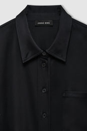 ANINE BING Scott Cropped Shirt - Black - detail view