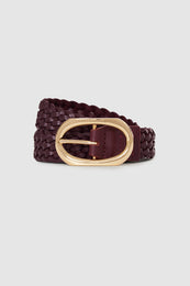 ANINE BING Signature Link Belt Braided - Fig - rolled up view