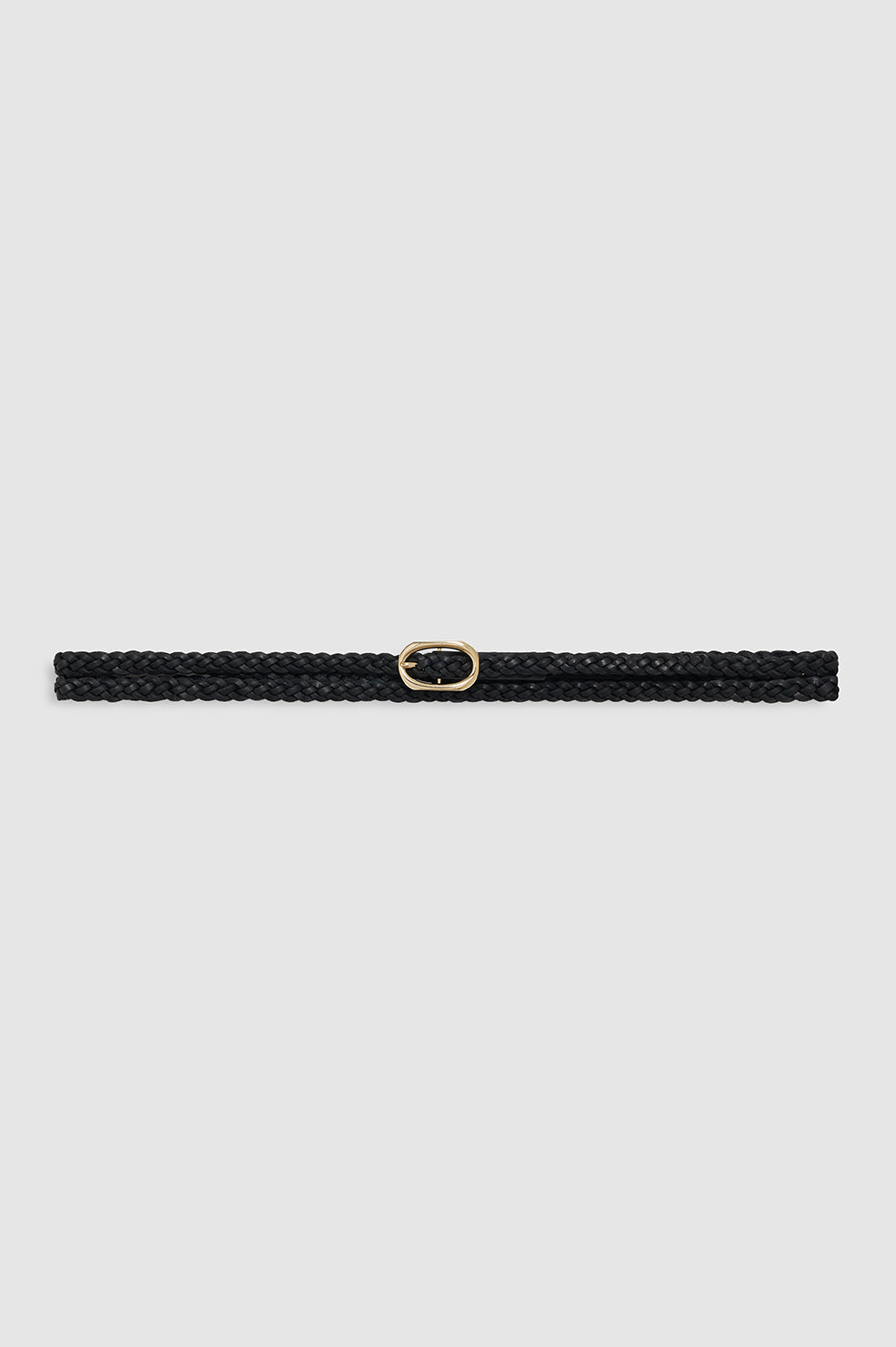 ANINE BING Small Double Signature Link Belt Braided - Black - front view