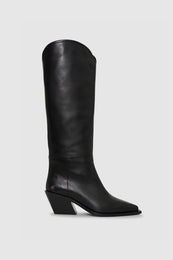 ANINE BING Tall Tania Soft Boots Smooth Leather - Black - front view