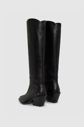 ANINE BING Tall Tania Soft Boots Smooth Leather - Black - pair back view