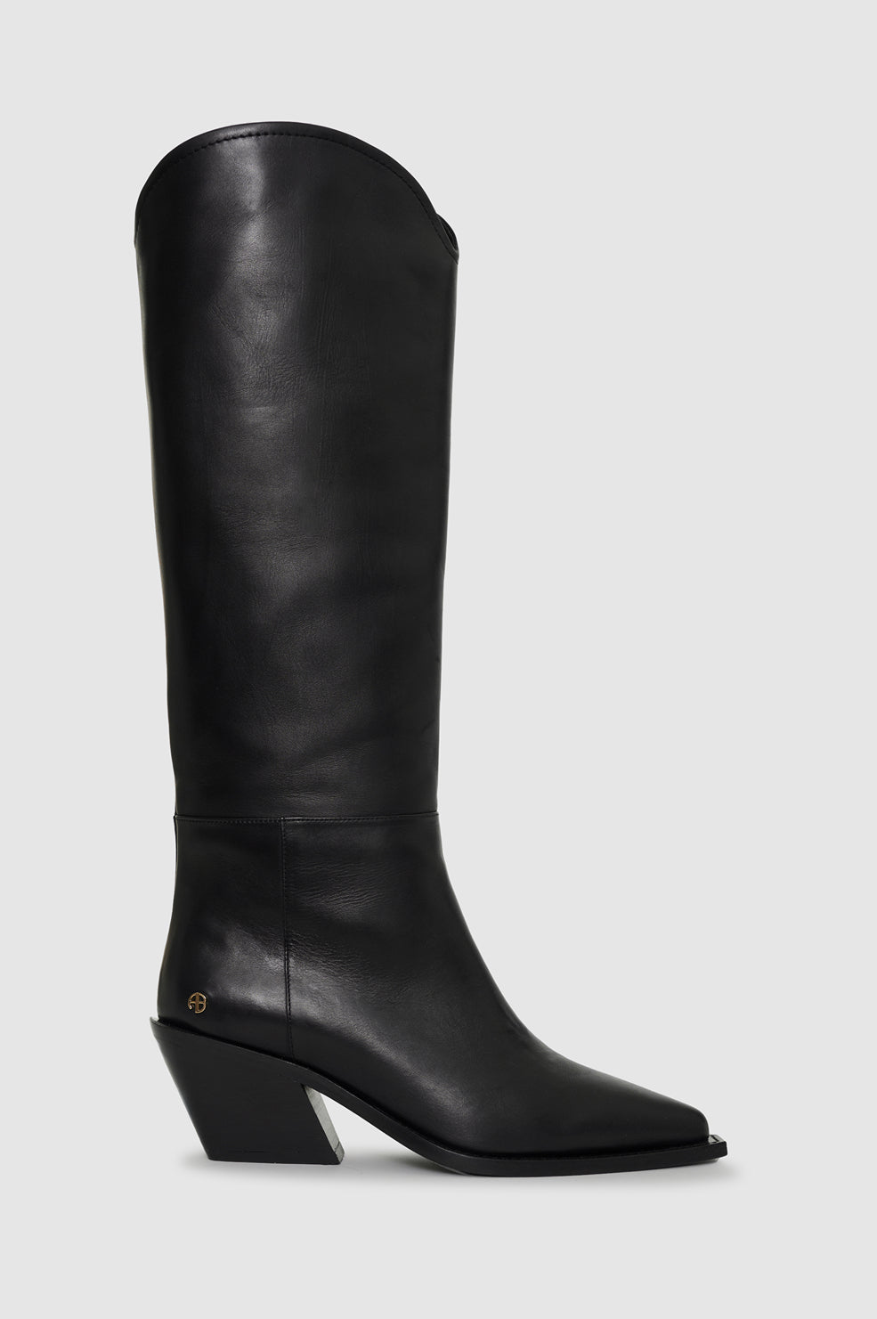 ANINE BING Tall Tania Soft Boots Smooth Leather - Black - front view