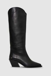 ANINE BING Tall Tania Soft Boots Smooth Leather - Black - front view