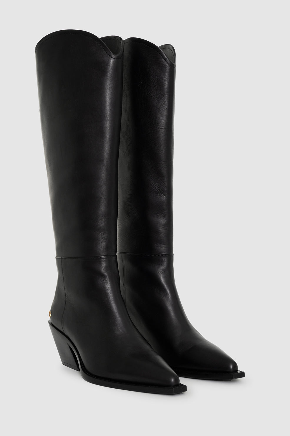 ANINE BING Tall Tania Soft Boots Smooth Leather - Black - pair front view
