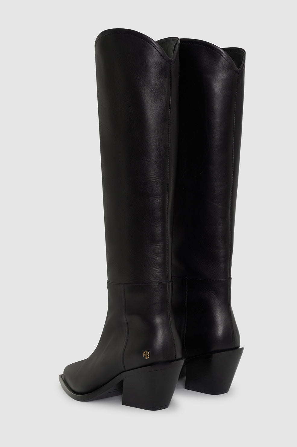 ANINE BING Tall Tania Soft Boots Smooth Leather - Black - pair back view