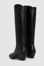 ANINE BING Tall Tania Soft Boots Smooth Leather - Black - pair back view