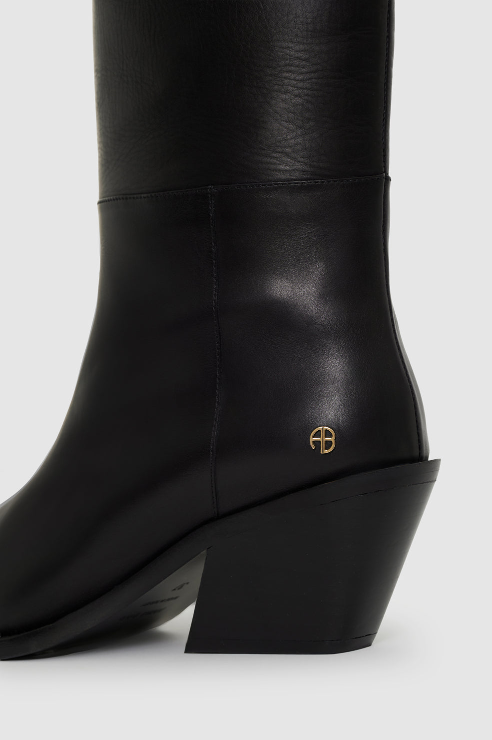 ANINE BING Tall Tania Soft Boots Smooth Leather - Black - detail view
