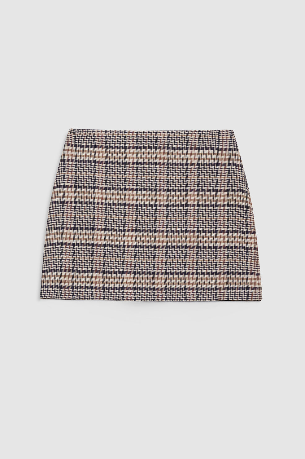 ANINE BING Tierra Skirt - Beige And Navy Checks - front view